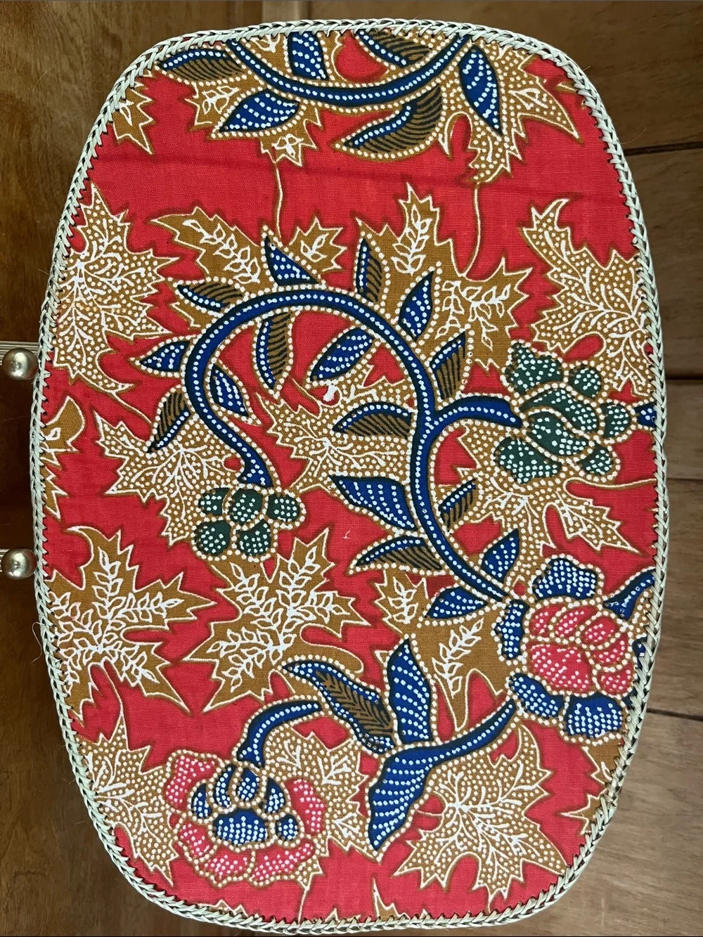 Vintage Indonesian Handwoven Pandan & Batik Placemats, Set of 6. NOS